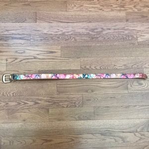 Vintage 35” Floral Metallic Belt with Gold Buckle